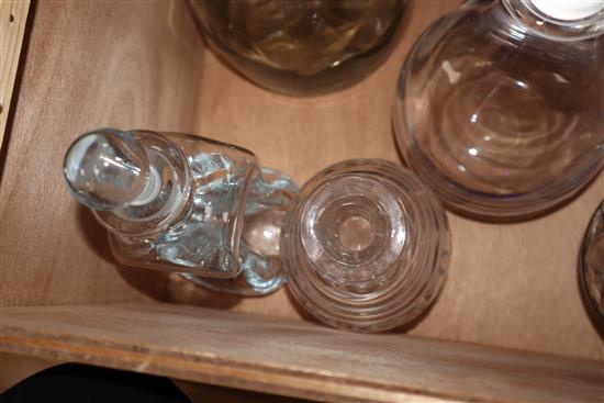 A collection of glass decanters